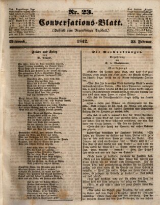 Regensburger Conversations-Blatt (Regensburger Tagblatt) Mittwoch 23. Februar 1842