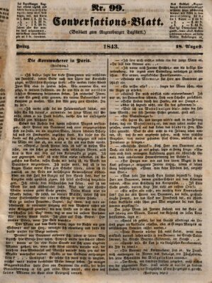 Regensburger Conversations-Blatt (Regensburger Tagblatt) Freitag 18. August 1843