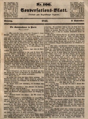 Regensburger Conversations-Blatt (Regensburger Tagblatt) Sonntag 3. September 1843