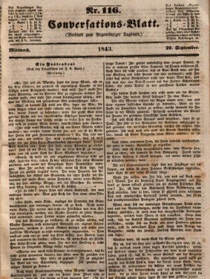 Regensburger Conversations-Blatt (Regensburger Tagblatt) Mittwoch 27. September 1843