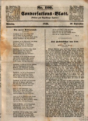 Regensburger Conversations-Blatt (Regensburger Tagblatt) Sonntag 27. September 1846