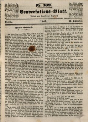 Regensburger Conversations-Blatt (Regensburger Tagblatt) Freitag 10. September 1847