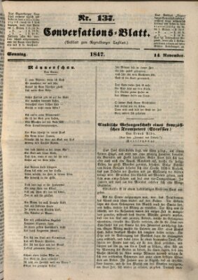 Regensburger Conversations-Blatt (Regensburger Tagblatt) Sonntag 14. November 1847