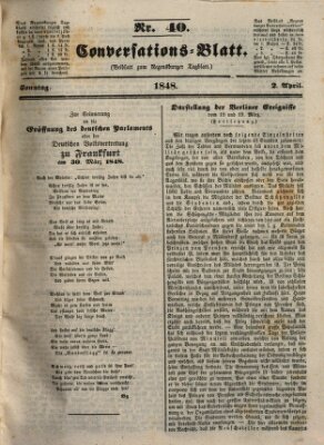 Regensburger Conversations-Blatt (Regensburger Tagblatt) Sonntag 2. April 1848