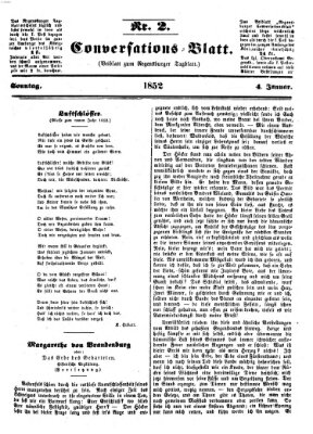 Regensburger Conversations-Blatt (Regensburger Tagblatt) Sonntag 4. Januar 1852