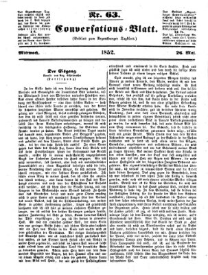 Regensburger Conversations-Blatt (Regensburger Tagblatt) Mittwoch 26. Mai 1852