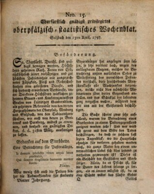 Churfürstlich gnädigst privilegirtes oberpfälzisch-staatistisches Wochenblat (Oberpfälzisches Wochenblat) Donnerstag 13. April 1797