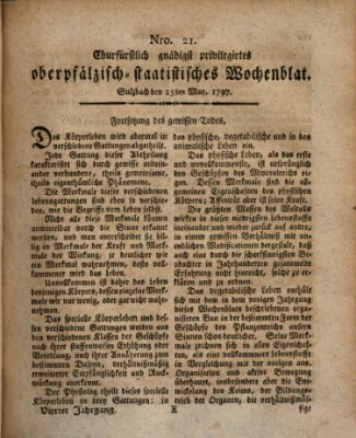 Churfürstlich gnädigst privilegirtes oberpfälzisch-staatistisches Wochenblat (Oberpfälzisches Wochenblat) Donnerstag 25. Mai 1797