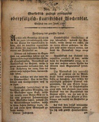 Churfürstlich gnädigst privilegirtes oberpfälzisch-staatistisches Wochenblat (Oberpfälzisches Wochenblat) Donnerstag 8. Juni 1797