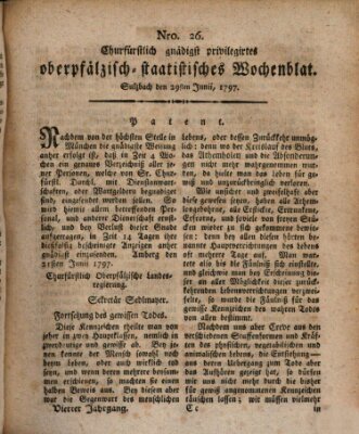 Churfürstlich gnädigst privilegirtes oberpfälzisch-staatistisches Wochenblat (Oberpfälzisches Wochenblat) Donnerstag 29. Juni 1797