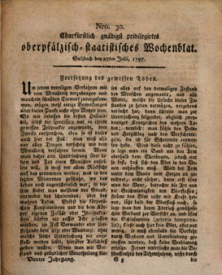 Churfürstlich gnädigst privilegirtes oberpfälzisch-staatistisches Wochenblat (Oberpfälzisches Wochenblat) Donnerstag 27. Juli 1797