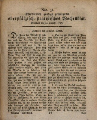 Churfürstlich gnädigst privilegirtes oberpfälzisch-staatistisches Wochenblat (Oberpfälzisches Wochenblat) Donnerstag 3. August 1797