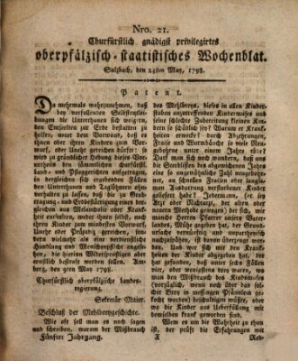 Churfürstlich gnädigst privilegirtes oberpfälzisch-staatistisches Wochenblat (Oberpfälzisches Wochenblat) Donnerstag 24. Mai 1798