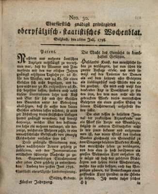 Churfürstlich gnädigst privilegirtes oberpfälzisch-staatistisches Wochenblat (Oberpfälzisches Wochenblat) Donnerstag 26. Juli 1798