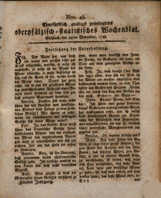 Churfürstlich gnädigst privilegirtes oberpfälzisch-staatistisches Wochenblat (Oberpfälzisches Wochenblat) Donnerstag 29. November 1798