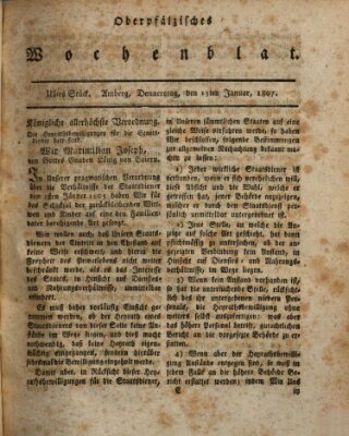 Oberpfälzisches Wochenblat Donnerstag 15. Januar 1807