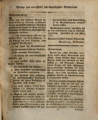 Oberpfälzisches Wochenblat Donnerstag 15. Januar 1807