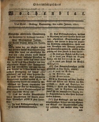 Oberpfälzisches Wochenblat Donnerstag 29. Januar 1807