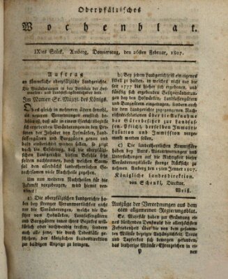 Oberpfälzisches Wochenblat Donnerstag 26. Februar 1807