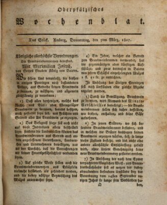 Oberpfälzisches Wochenblat Donnerstag 5. März 1807