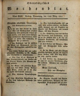 Oberpfälzisches Wochenblat Donnerstag 12. März 1807