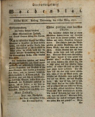 Oberpfälzisches Wochenblat Donnerstag 26. März 1807