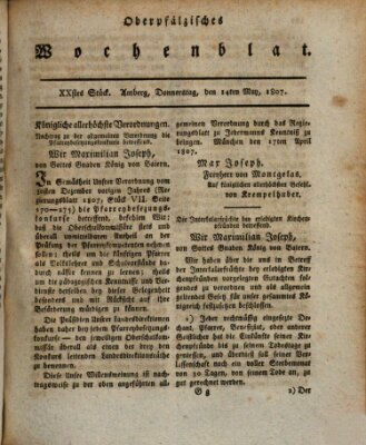 Oberpfälzisches Wochenblat Donnerstag 14. Mai 1807