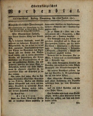 Oberpfälzisches Wochenblat Donnerstag 18. Juni 1807