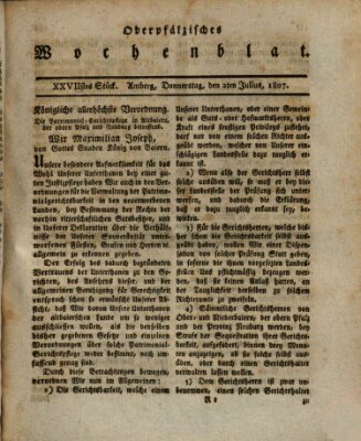 Oberpfälzisches Wochenblat Donnerstag 2. Juli 1807