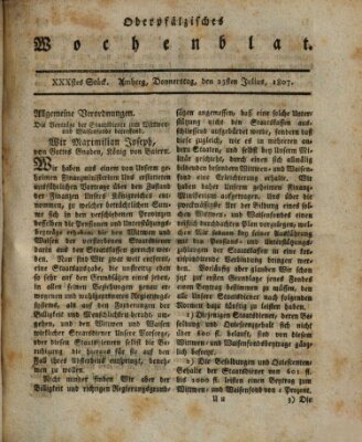 Oberpfälzisches Wochenblat Donnerstag 23. Juli 1807