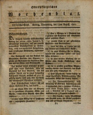Oberpfälzisches Wochenblat Donnerstag 13. August 1807