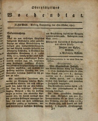 Oberpfälzisches Wochenblat Donnerstag 1. Oktober 1807