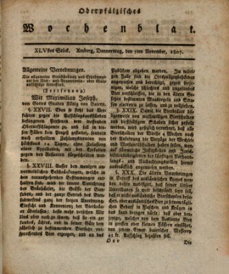 Oberpfälzisches Wochenblat Donnerstag 5. November 1807