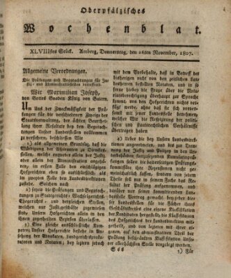 Oberpfälzisches Wochenblat Donnerstag 26. November 1807