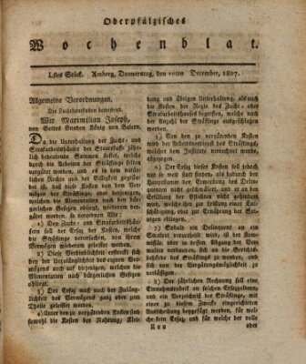 Oberpfälzisches Wochenblat Donnerstag 10. Dezember 1807