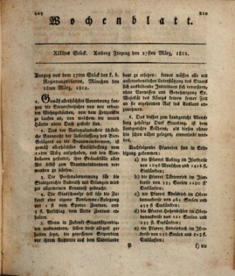 Wochenblatt (Oberpfälzisches Wochenblat) Freitag 27. März 1812