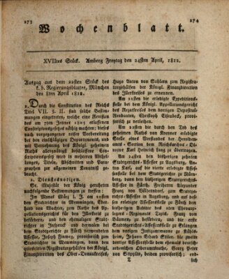 Wochenblatt (Oberpfälzisches Wochenblat) Freitag 24. April 1812