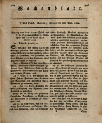 Wochenblatt (Oberpfälzisches Wochenblat) Freitag 8. Mai 1812