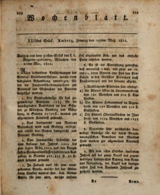 Wochenblatt (Oberpfälzisches Wochenblat) Freitag 29. Mai 1812