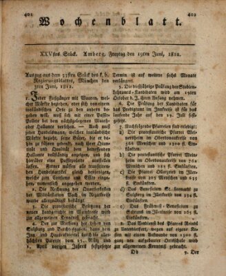 Wochenblatt (Oberpfälzisches Wochenblat) Freitag 19. Juni 1812