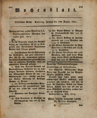 Wochenblatt (Oberpfälzisches Wochenblat) Freitag 7. August 1812