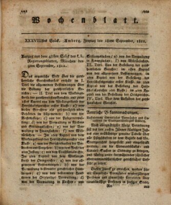 Wochenblatt (Oberpfälzisches Wochenblat) Freitag 18. September 1812