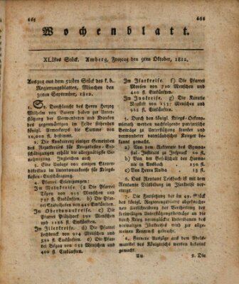 Wochenblatt (Oberpfälzisches Wochenblat) Freitag 9. Oktober 1812