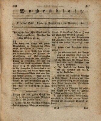 Wochenblatt (Oberpfälzisches Wochenblat) Freitag 13. November 1812