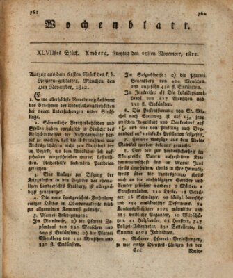 Wochenblatt (Oberpfälzisches Wochenblat) Freitag 20. November 1812