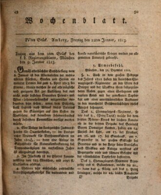 Wochenblatt (Oberpfälzisches Wochenblat) Freitag 22. Januar 1813