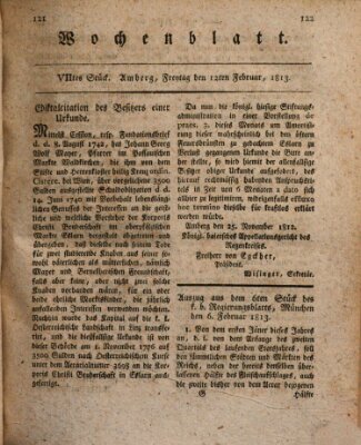 Wochenblatt (Oberpfälzisches Wochenblat) Freitag 12. Februar 1813