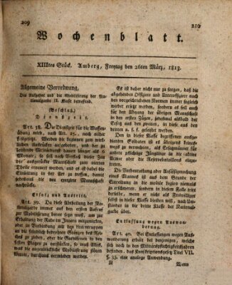 Wochenblatt (Oberpfälzisches Wochenblat) Freitag 26. März 1813