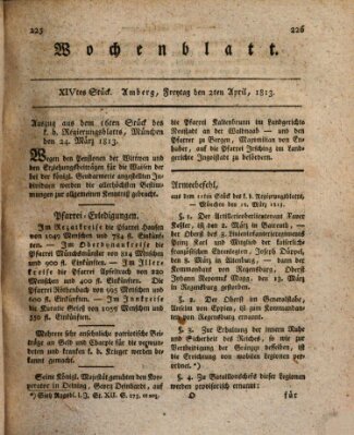 Wochenblatt (Oberpfälzisches Wochenblat) Freitag 2. April 1813