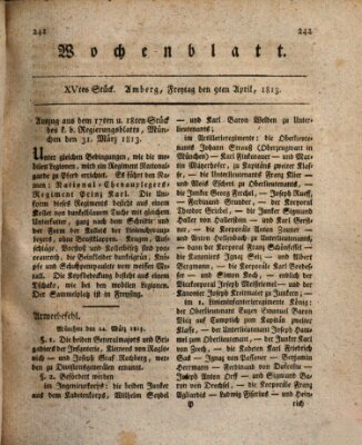 Wochenblatt (Oberpfälzisches Wochenblat) Freitag 9. April 1813